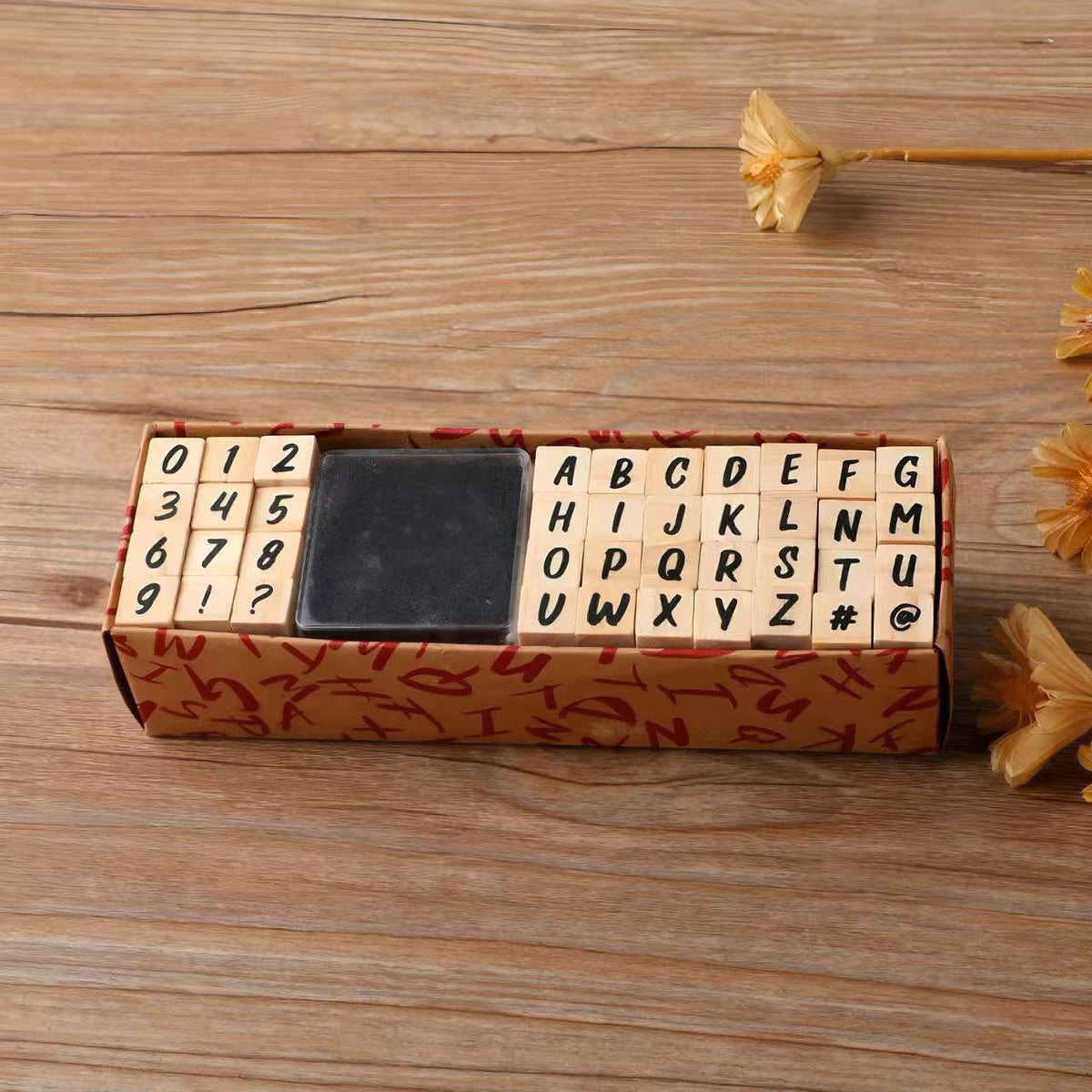 7 Styles Wooden Alphabet & Letters Numbers & Symbols Rubber Stamp