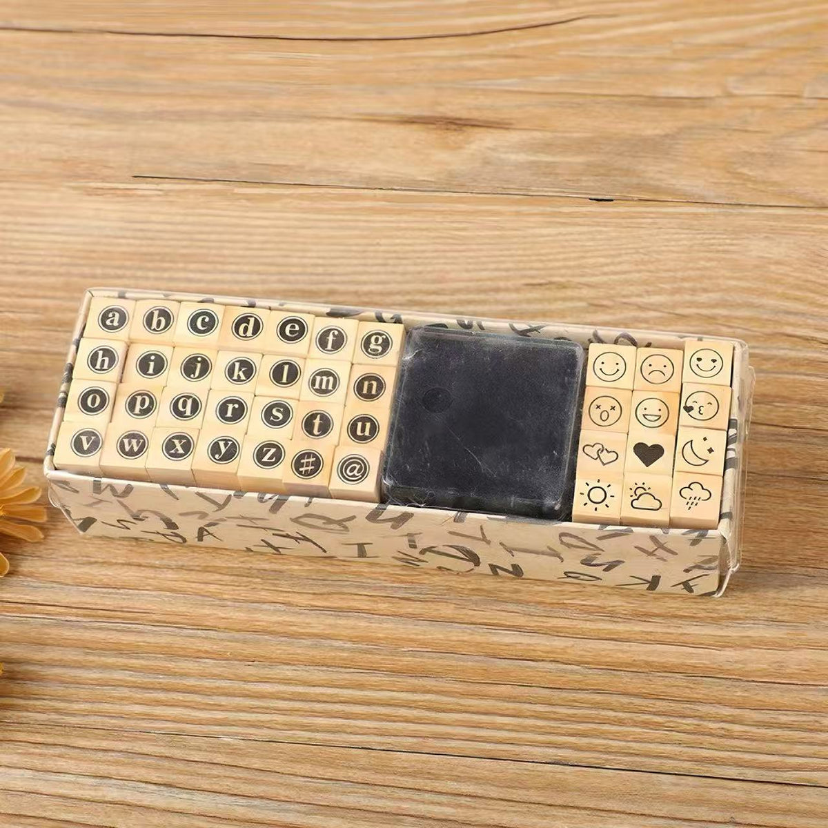 7 Styles Wooden Alphabet & Letters Numbers & Symbols Rubber Stamp