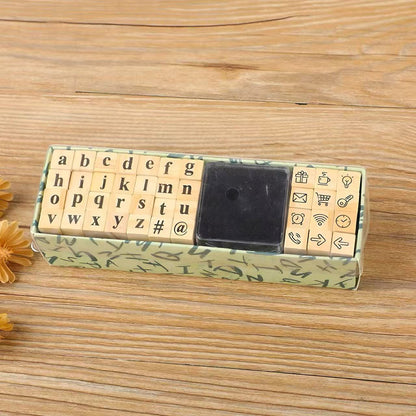 7 Styles Wooden Alphabet & Letters Numbers & Symbols Rubber Stamp