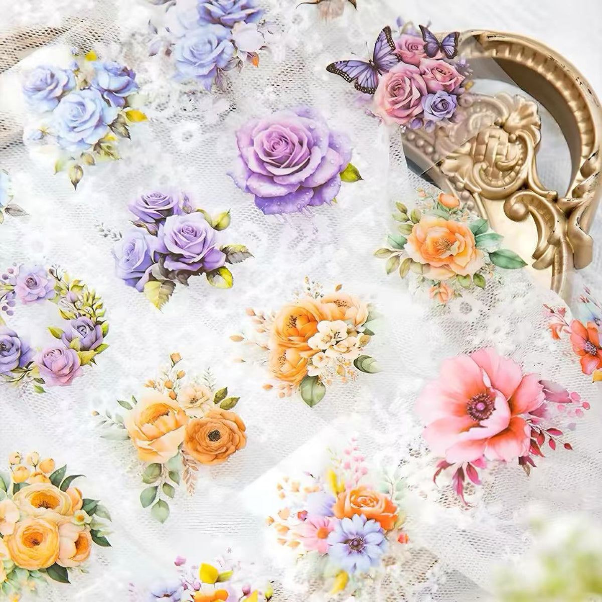 Multi-Theme Floral Die-Cut PET Tape