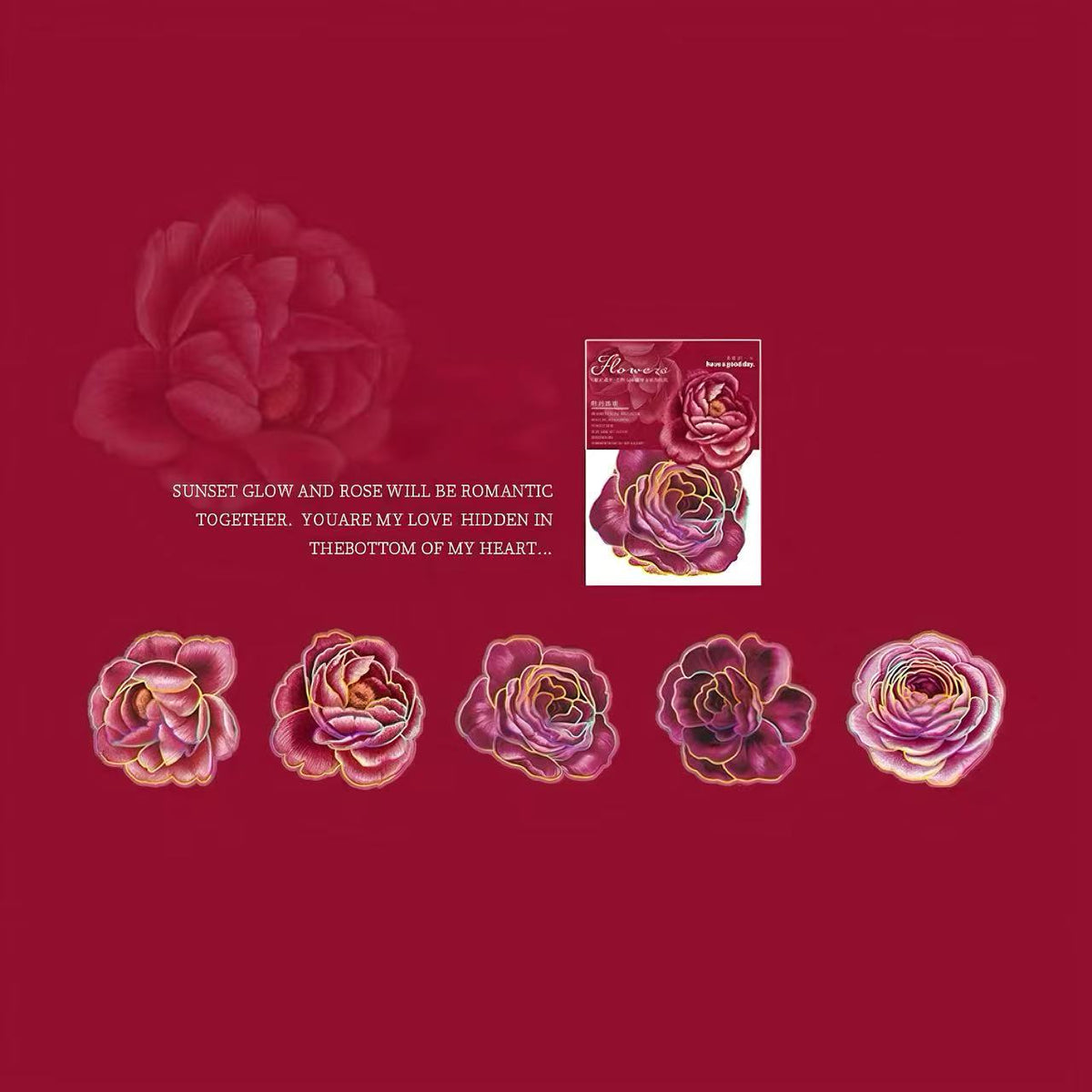 Holographic Blooming Flower PET Sticker