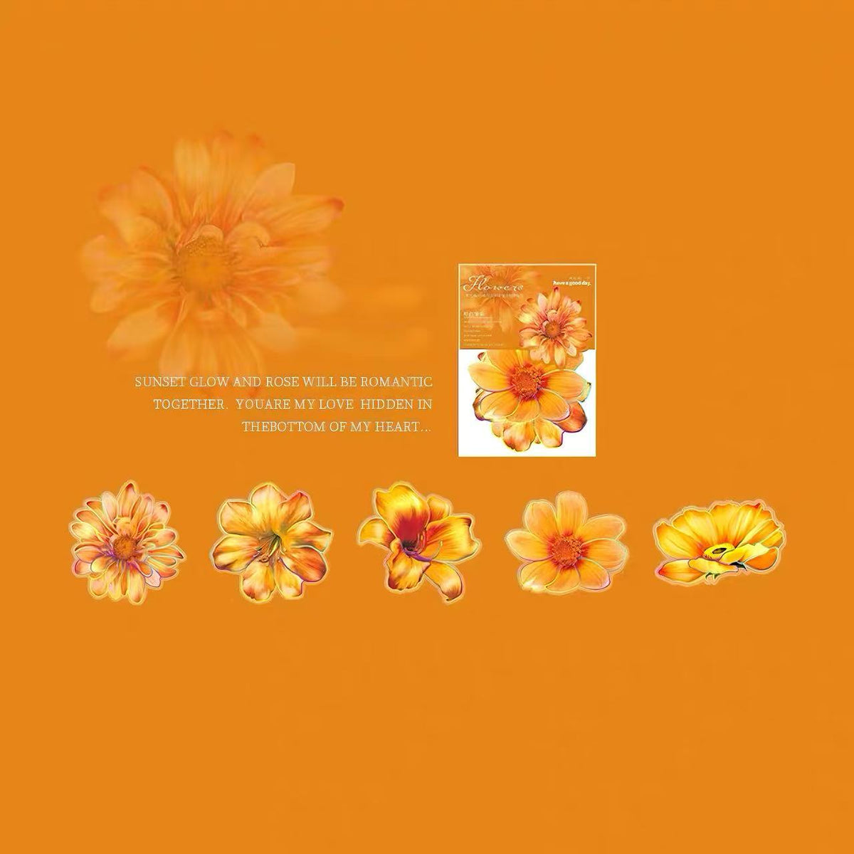 Holographic Blooming Flower PET Sticker