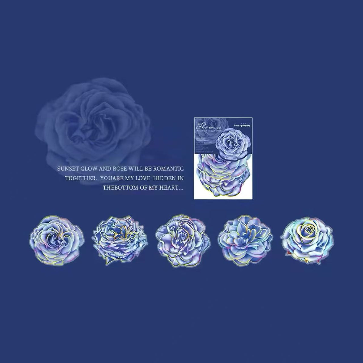 Holographic Blooming Flower PET Sticker