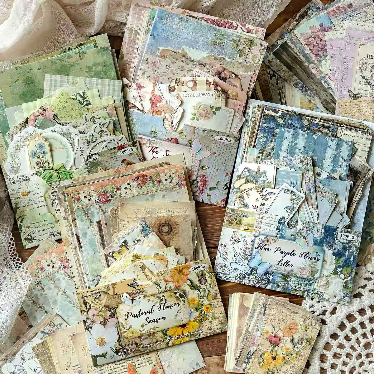 4 Color Floral Country Craft Paper